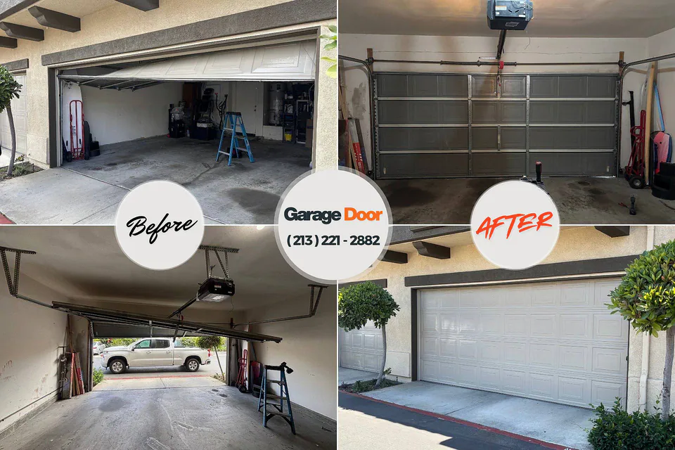 Before and after: garage door repair Minnehaha, WA